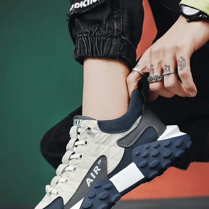 Men's Spring New Sport Shoes Casual Classic Trendy Thick Bottom Leisure Shoes Breathable Microfiber Upgraded Spring Autumn