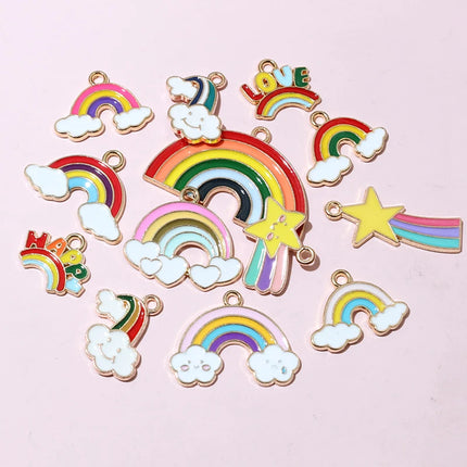 10pcs Rainbow Charms Cute Enamel Metal Charm Pendant for DIY Necklace Bracelet Jewelry Making