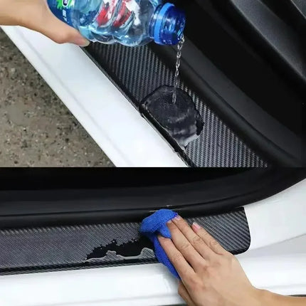 High-quality Carbon Fiber Car Door Sill Protector Sticker For quattro Audi Q5 Q3 Q2 Q7 A3 B5 B6 B7 B8 B9 8P A4 C6 C5 A1 A6 A7