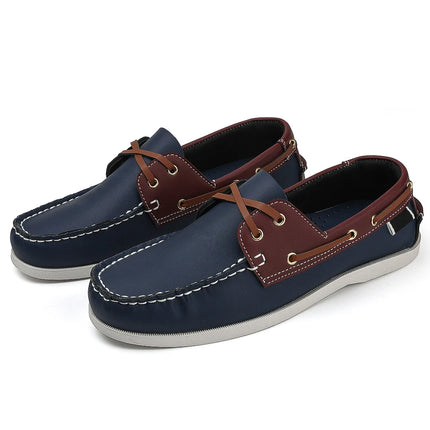 Men's Trendy Apron Toe Loafer Shoes, Slip On Comfy Non Slip For Outdoor Walking Traveling, Spring And Summer