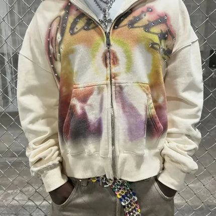 American Retro Autumn And Winter High Street Design Hooded Cardigans Men And Women Harajuku Aesthetics Hooded Sweatshirt Jackets