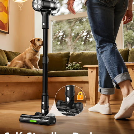 Cordless Vacuum Cleaner, 55Kpa/55min Self-Standing Powerful Stick Lightweight Vacuum Cleaner for Home Pet Hair/Hard Floor/Carpet