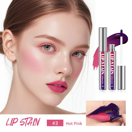 Lip Stain Blading Peel Off and Reveal Kit Long Lasting 3pcs Rose Waterproof Pink Lip Tint Transfer Proof Natural Lip Stain Kit