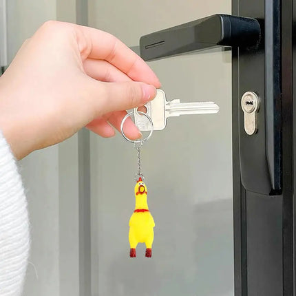 Yellow Shrilling Screaming Chicken Keychain Scream Chicken Voice Chicken Keychain Mini Rubber Squeeze Screaming Chick