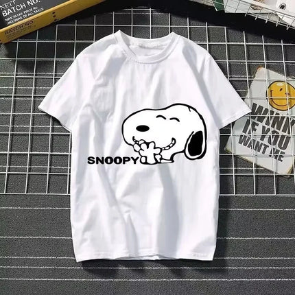 2025 New Summer Snoopy T Shirt Cartoon Short Sleeved Tees Tops Harajuku T-shirt Women Streetwear Pullover Clothes Men's Clothing