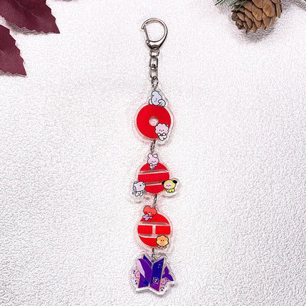 1/7Pcs Korean K-Pop Fan Boy Band Bangtan Boys Keychain Accessories Acrylic Charms Pendant For Bag Key Holder Backpack Decoration