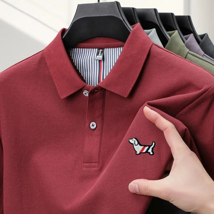 100% pure cotton summer 2025 men's new Polo T-shirt classic version comfortable breathable short sleeve premium embroidered top