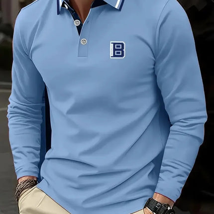 The new men's long-sleeved POLO shirt for Spring and Autumn 2025 is casual comfortable and soft with 3D pattern printing