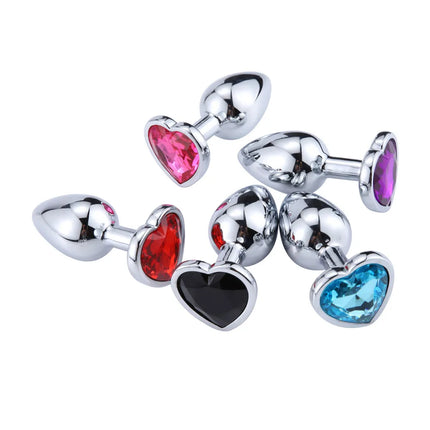 Heart Base Metal Anal Plug 3 Sizes Crystal Butt Plug for Women Removable Stainless Steel Anal Anus Masturbation Adult Sex Toys