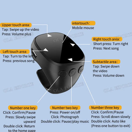 Remote Control Suitable for IOS Bluetooth Page Turning Ring Camera Remote Control Function Compatible Smart Fingertip Rings 2025