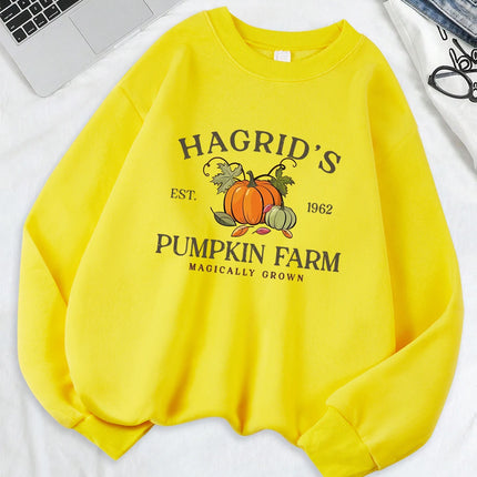 Hagrid'S Pumpkin Farm Printed Sweatshirts Women Casual Hoodie Warm Crewneck Clothes Winter Comfortable Sportswear