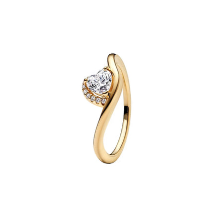 fashion 925 Sterling Silver Oval Cut Zirconium&Heart-Shaped&Double Ring&Bubble Bead Ring Golden Temperament Jewelry