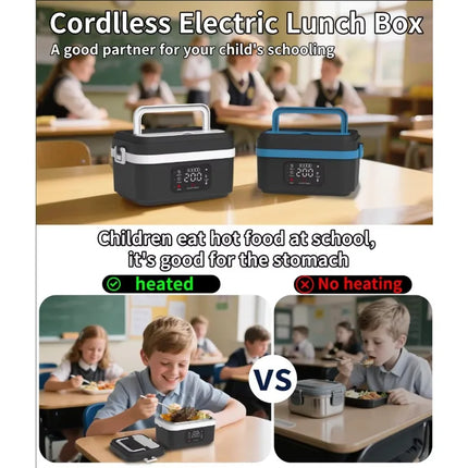 Electric Stainless Steel Insulated Lunch Box 12000mah Inside Battery Heating Recharge Digital Display Outdoor Use Lunch Box 304