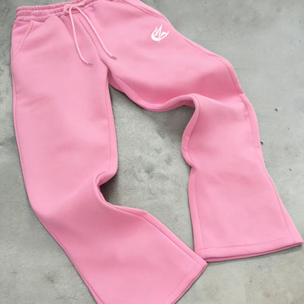 Minimal CZ Graphic Flare Sweatpants, Elastic Waist Pants For Skateboarding, Street Shooting & Night Outings