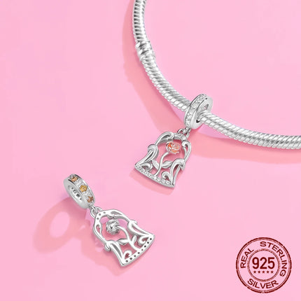 925 Sterling Silver Classic Purple Heart Shape Dragon Pegasus Butterfly Charms Beads Fit 3mm Original Bracelet DIY Jewelry Gift