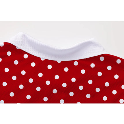3D Digital Printing New Men's Summer Fashion Short Sleeved Handsome and Good-looking White Dot Pattern Red Polo Shirt for Men