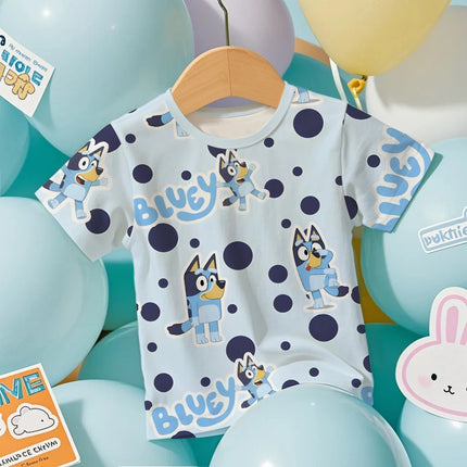 2026 Bluey Print Toddler 3D T-Shirt Summer Lightweight Cool Short Sleeve Cartoon Anime Design Tee for Boys & Girls