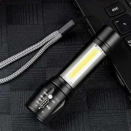 Powerful Mini LED Flashlight COB+XPE Zoom Torch Built In Battery USB Rechargeable Light Outdoor Portable Camping Emergency Lamp