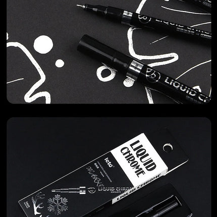 1-6pcs Chrome Pen Marker Mirror Waterproof DIY Reflective Paint Repair for Rock Ceramic Glass Metallic Gold/Silver 0.8/1/2mm Nib