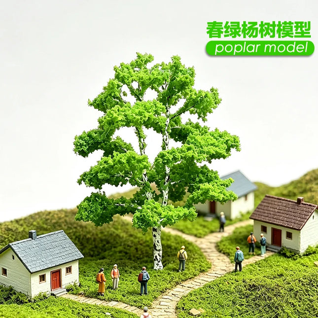 10cm Springtime Landscape Model Poplar Tree Miniature Wire Green Tree Building Park Train Railroad Platform Layout Diy Material