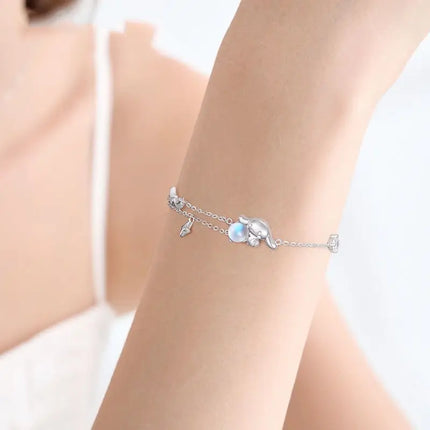 Anime Sanrio Cinnamoroll Ins Fashion Silver Bracelet Female Sweet Luxury Hand Decoration Y2k Girl Birthday Christmas Gifts