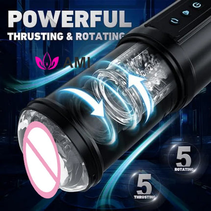 AMI Adult Sex Toys Electric Massager Lifelike Vagina Male Masturbation Cup Silent USB-Rechargeable Pocket-Sized Pussy Sex Toy