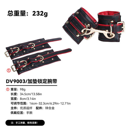 YOCY BDSM restraint set adult leather restraint sets,handcuffs,ankle cuffs, collars, neck covers, sex toys, role-playing props