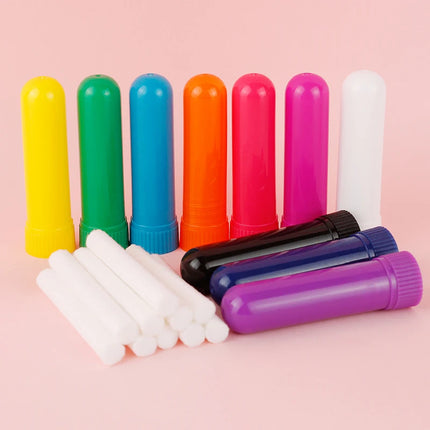 20-200set Colorful Plastic Nasal Inhalers Sticks Refill for Perfume with High Quality Replacement Cotton Wicks for Essentail Oil