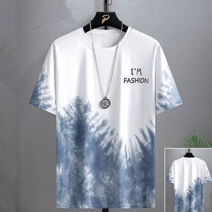 Ice Silk Quick Dry Summer T-Shirt Men's Short Sleeve Loose Fit Sport Casual Thin Trendy round Neck Polyester Fiber Camo Pattern