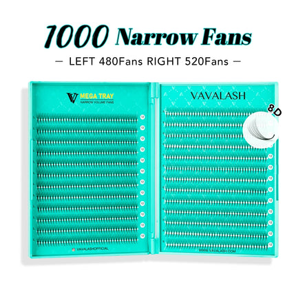 VAVALASH 1000Fans Narrow  Premade Fans Eyelash Extension 8D 10D Narrow Volume Fan Mix Thin Root  Pointy Base Premade Fan Lashes
