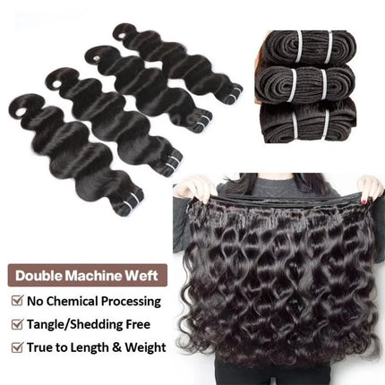 20 30 32 Inch Body Wave Double Weft Human Hair Bundles Remy Hair Extensions Unprocessed Brazilian Hair 1 3 4 Weave Natural Color
