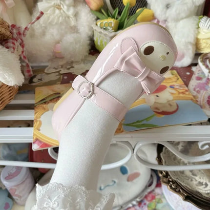 Sanrio Melody Lolita Princess Shoes Pink Kawaii Cartoon Anime Style Decoration Flat Shoes Girl Lolita Round Head Princess Shoes