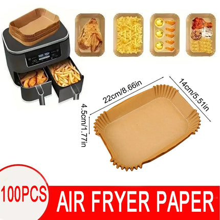 300PCS Air Fryer Disposable Paper Square Round Baking Paper Barbecue Plate NonStick Mat Kitchen Oven Oil Absorbing Paper Tool