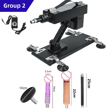 Automatic Hand-Free Sex Machine for Women with 3XLR Dildos Attachments Telescopic Masturbation Toy with Suction Cups for Men