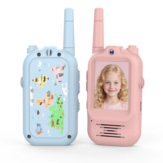 Video Walkie Talkie Kids Rechargeable 2 Pack Intercom Walkie-talkies One-Click Call Child Video Intercom Cute Map 2 Inch Screen