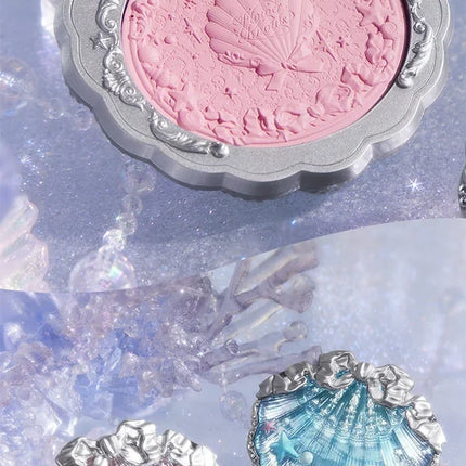 Flower Knows Shells Jewel Collection Embossed Silk Satin Blusher Expands Shrink Cheek Vintage Pearl Makeup