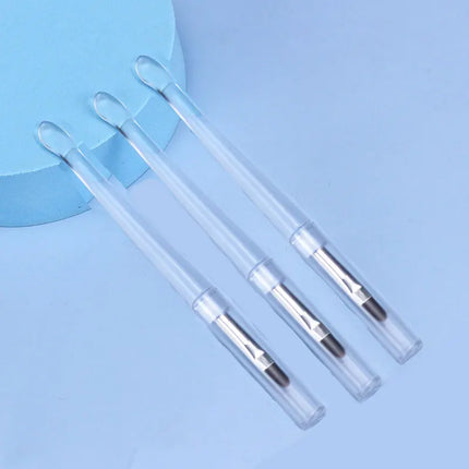 3pcs/set Portable Silicone Lip Makeup brushes Travel size Cream spoon Make up brushes sequins Eyeshadow cosmetic tool with lid