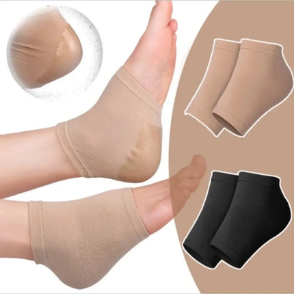 Black/Nude Heel Protective Mesh Gel Silicone Heel Sock Foot Cover Moisturizing Anti-wear Anti-crack Half Sock Heel Cover