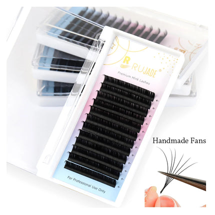 Rujade All Sizes 6-20mm Individual Eyelash Extension Matte Black Premium Russian Volume Eyelash Handmade Faux Mink Lashes Cilias