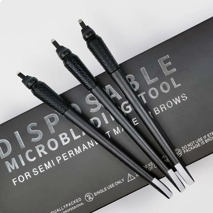 10/50Pcs Disposable Microblading Pen 0.15/0.18mm 18U Sterilized Permanent Makeup Eyebrow Tattoo Pen with U Blades