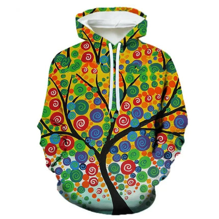 Spring Autumn Creative Psychedelic Tree Pattern Hoodies For Men 3D Printing Casual Pullovers Sweatshirt Streetwear Tops