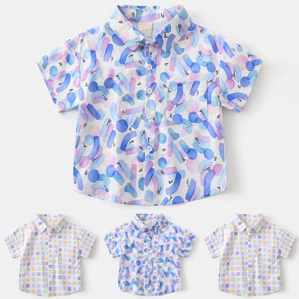 Neon T Shirts Boys Boys And Toddlers' Short Sleeve Shirts Fashion Boys Turndown Printed Shirt детская одежда