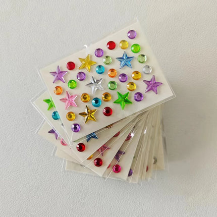10 pieces of Mini Heart Diamond sticker Plum Blossom Star color acrylic flower sticker make-up eye patch children