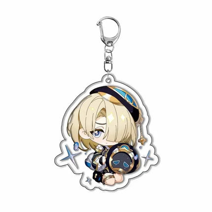 Genshin Impact Sigewinne Arlecchino Charlotte Keychain Anime Game Backpack Pendant Acrylic Accessories