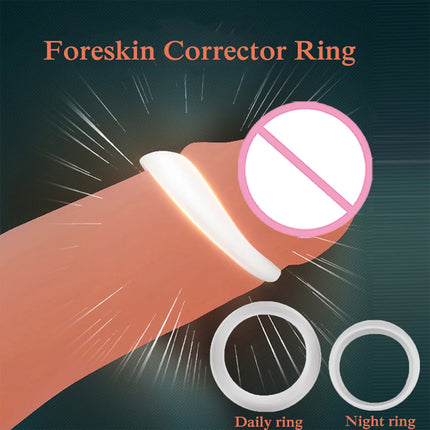 2PCS Silicone Foreskin Corrector Ring Penile Cock Rings for Men Adult Sex Toys Delay Ejaculation Erection Semen Lock Rings