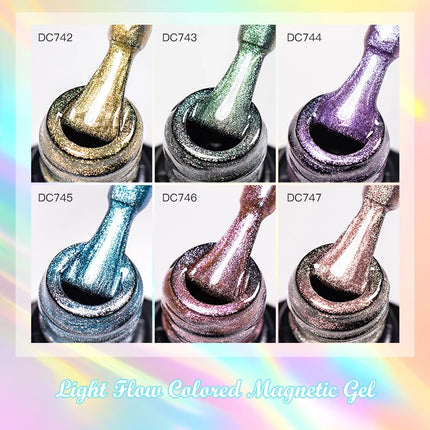 7ml Light Flow Colored Magnetic Gel Nail Polish Shiny Effect Semi Permanent Soak Off UV LED Gel Varnish Nail Art Nail Supplies