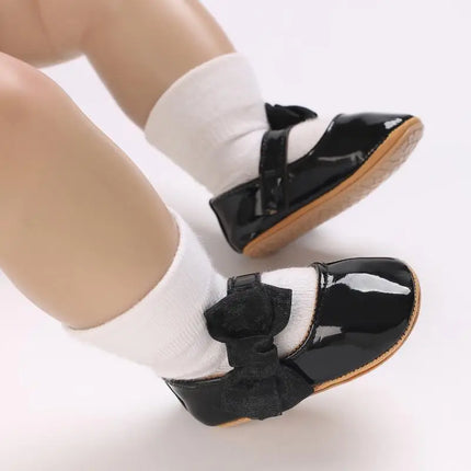 Spring and Autumn Red Comfortable Bow Detail Women's Baby Shoes for Newborns and Girls