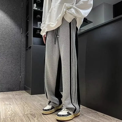 Trousers Summer Men's Sweatpants Thin Striped Straight Male Sports Pants Wide Leg Big Size Korean Y2k Fashion 2025 Casual Long