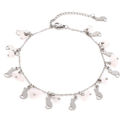 201 Stainless Steel Link Cable Chain Anklet Silver Color For Women Summer Beach Barefoot Jewelry 22.5cm(8 7/8") long, 1 Piece