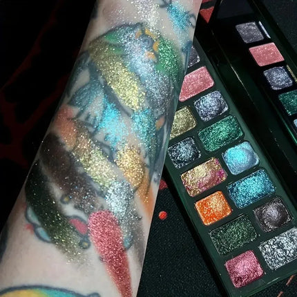 16-Color Sparkling Diamond Eyeshadow Palette-High Pigments,Metallic & Pearl Finishes,Versatile Face and Eye Makeup Kit, Matte
